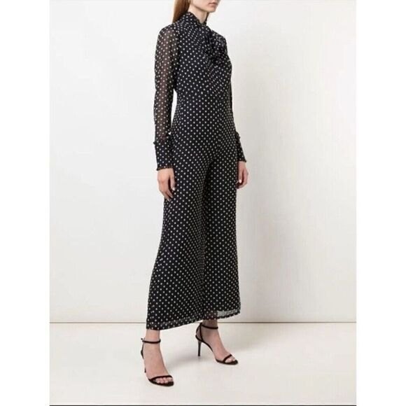 Alexis Davinia Black and White Polka Dot Pants Jumpsuit Sz Small Designer - Picture 2 of 16